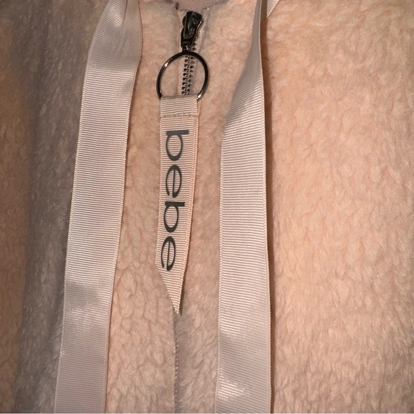 Bebe pink logo Sherpa jacket with hoodie women’s size Large - Picture 7 of 12